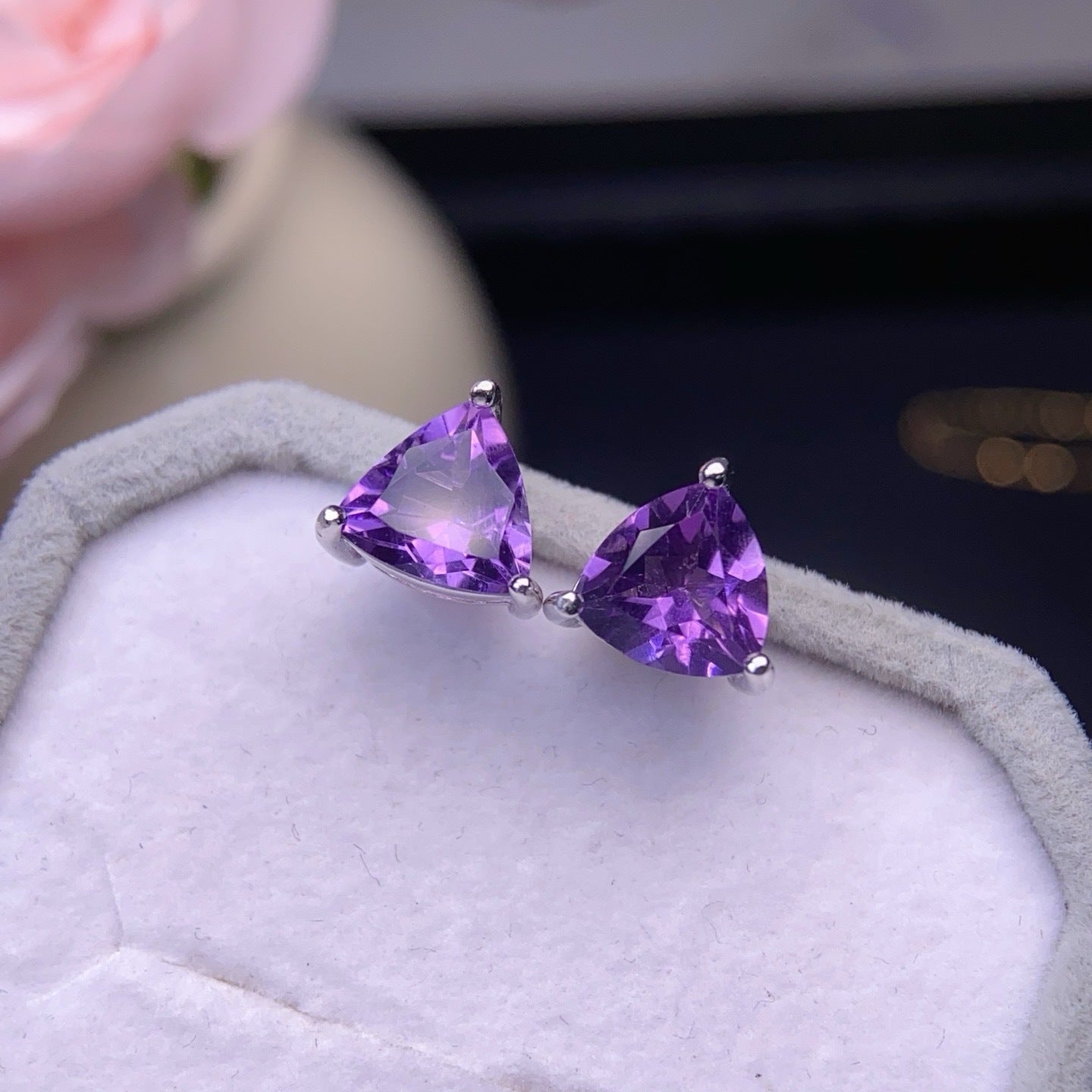 The Violette Natural Amethyst Round Stud Earrings