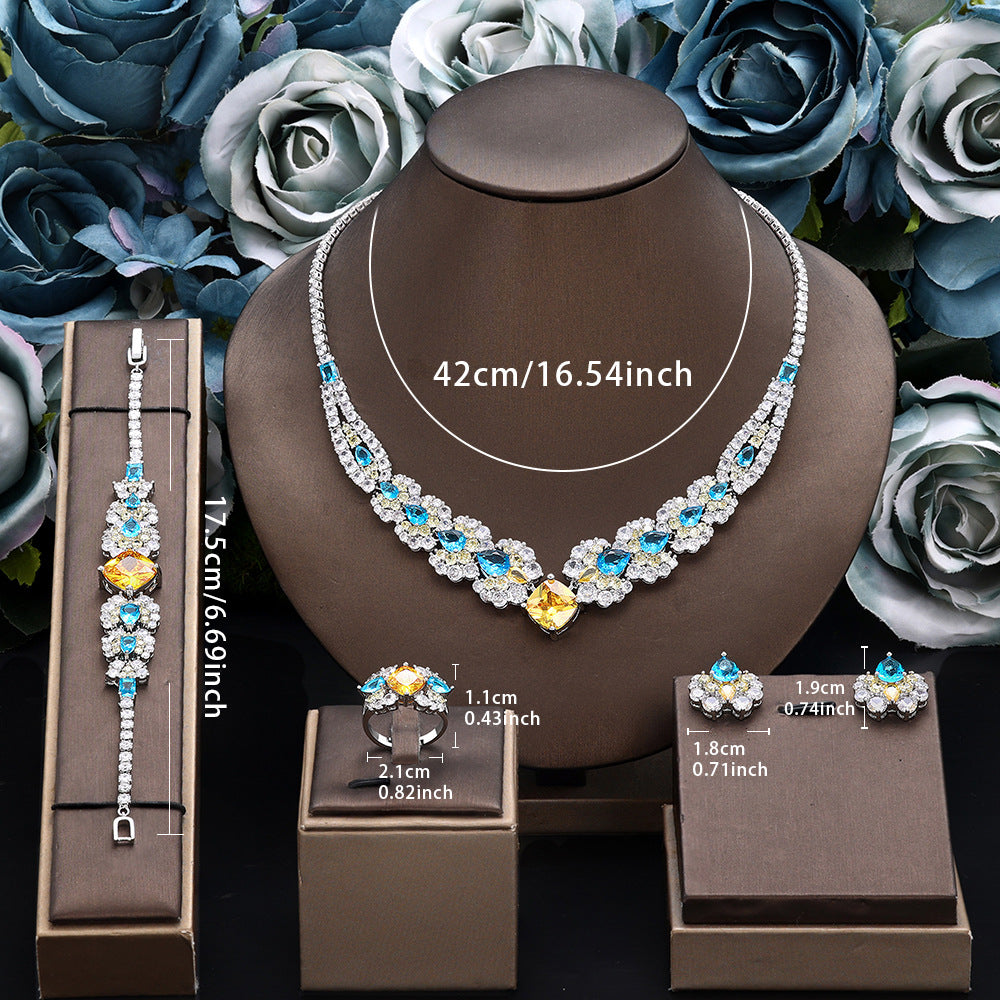 The Soleil Blue & Gold Floral Jewelry Set