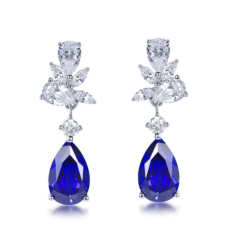 The Celestine Blue Sapphire Pear Drop Earrings