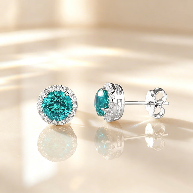 The Noelle Paraiba Blue Round Stud Earrings