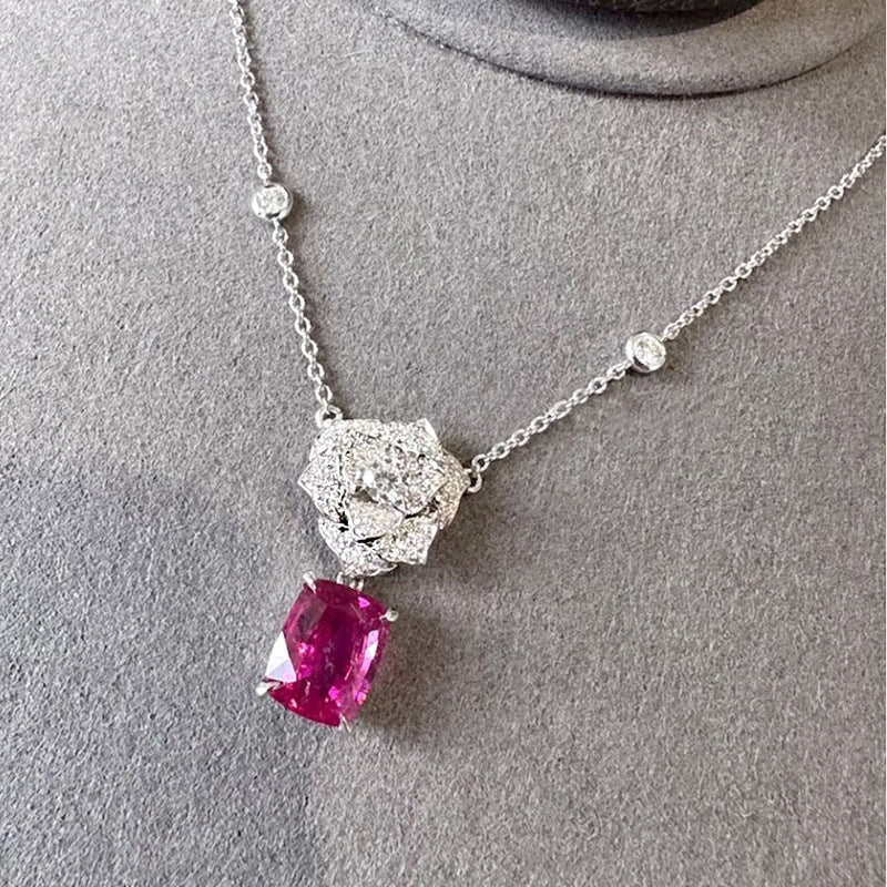 The Camellia Blush Halo Pendant Necklace