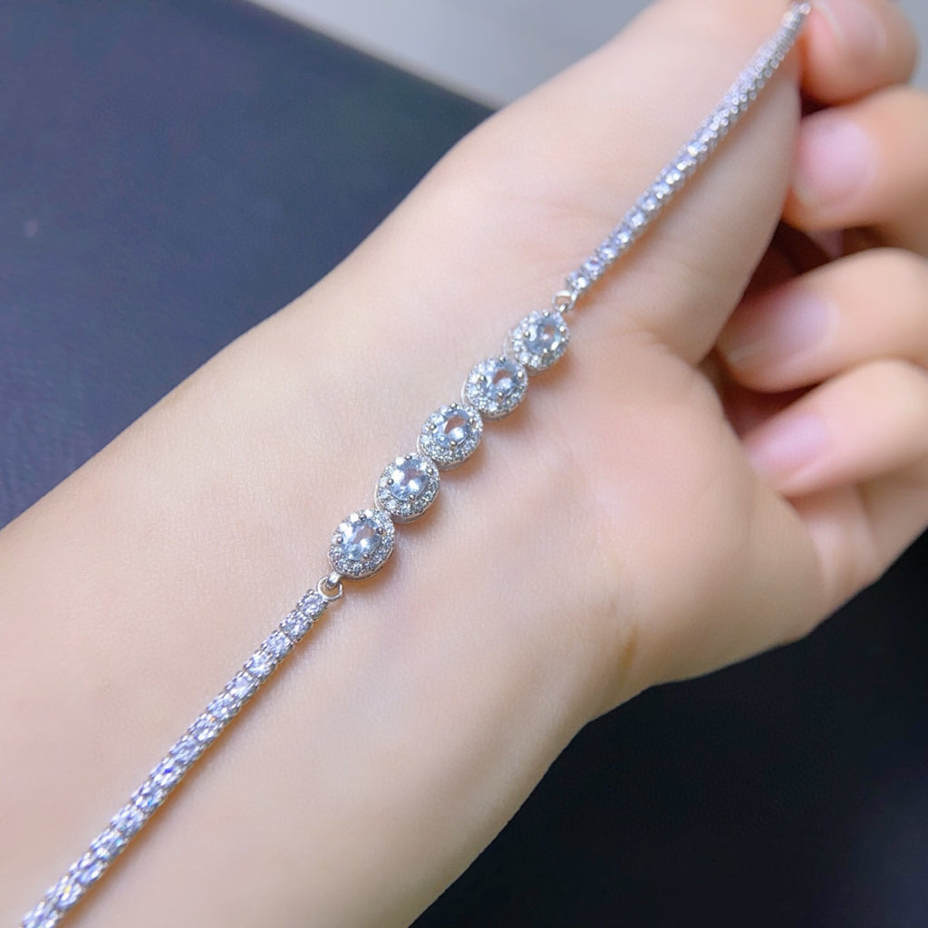 The Celeste Natural Aquamarine Tennis Bracelet