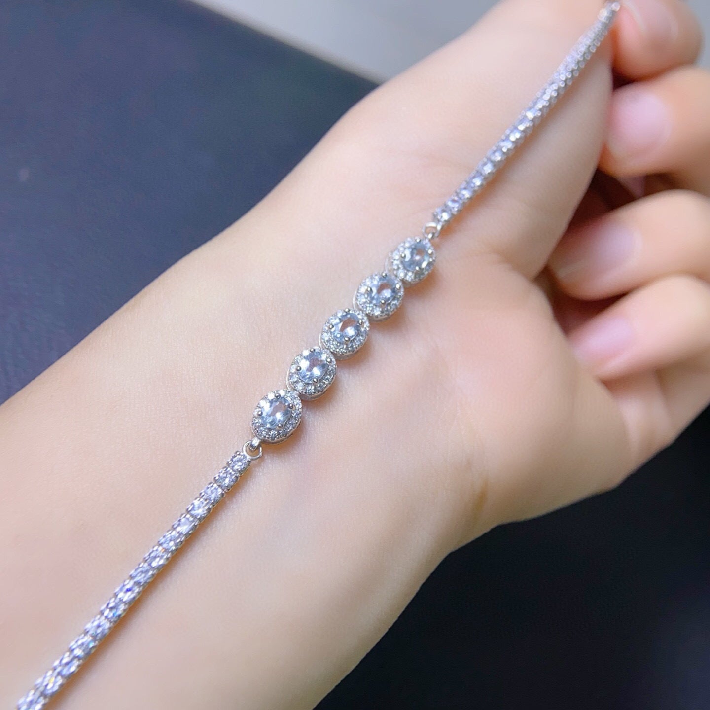 The Celeste Natural Aquamarine Tennis Bracelet