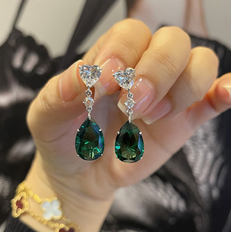 The Celeste Green Pear Drop Earrings