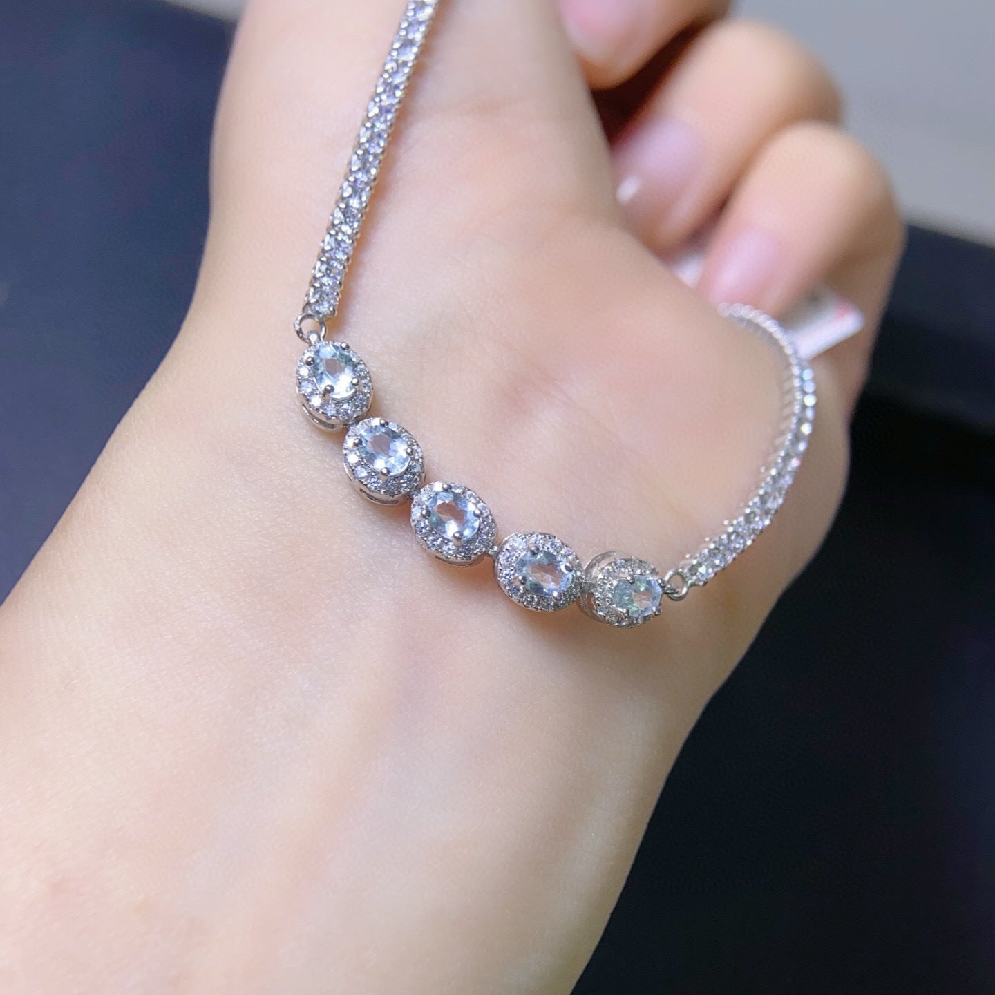 The Celeste Natural Aquamarine Tennis Bracelet