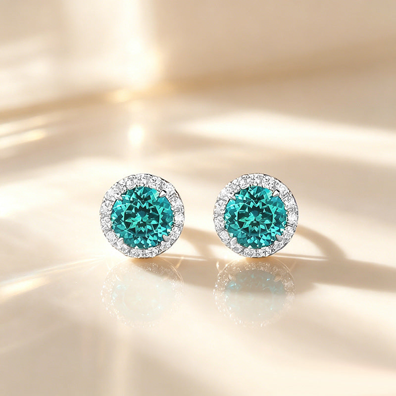 The Noelle Paraiba Blue Round Stud Earrings