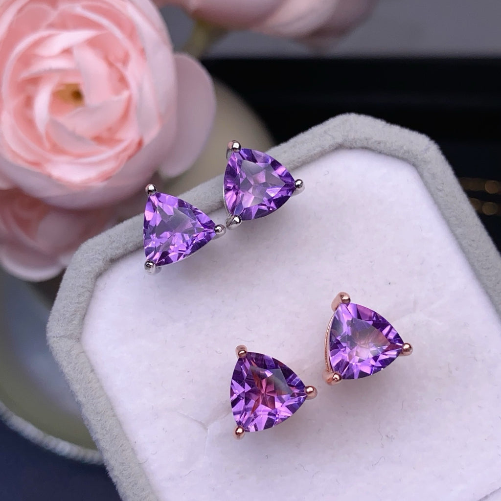 The Violette Natural Amethyst Round Stud Earrings