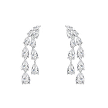 Load image into Gallery viewer, 双排梨形水滴钻流苏耳环925纯银 格家同款满钻流苏耳饰轻奢高级感