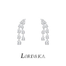 Load image into Gallery viewer, 双排梨形水滴钻流苏耳环925纯银 格家同款满钻流苏耳饰轻奢高级感