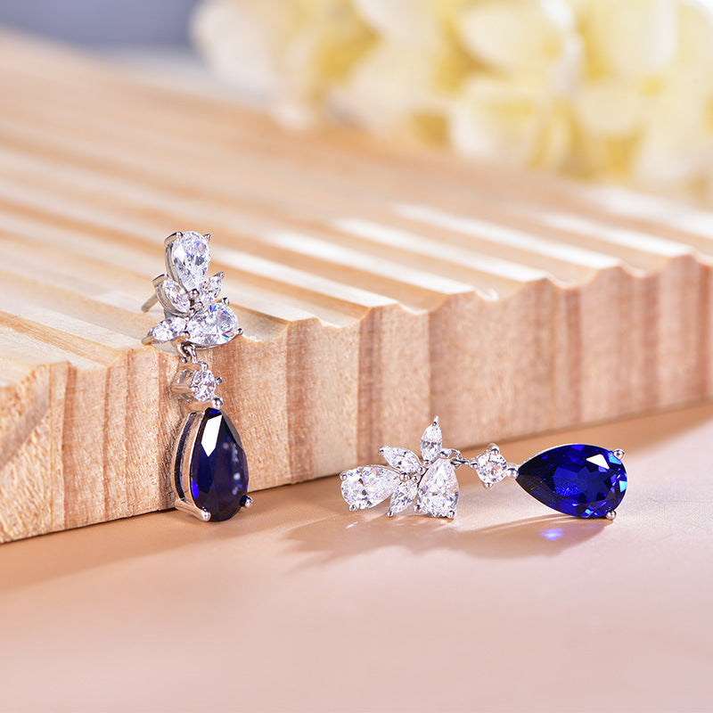 The Celestine Blue Sapphire Pear Drop Earrings
