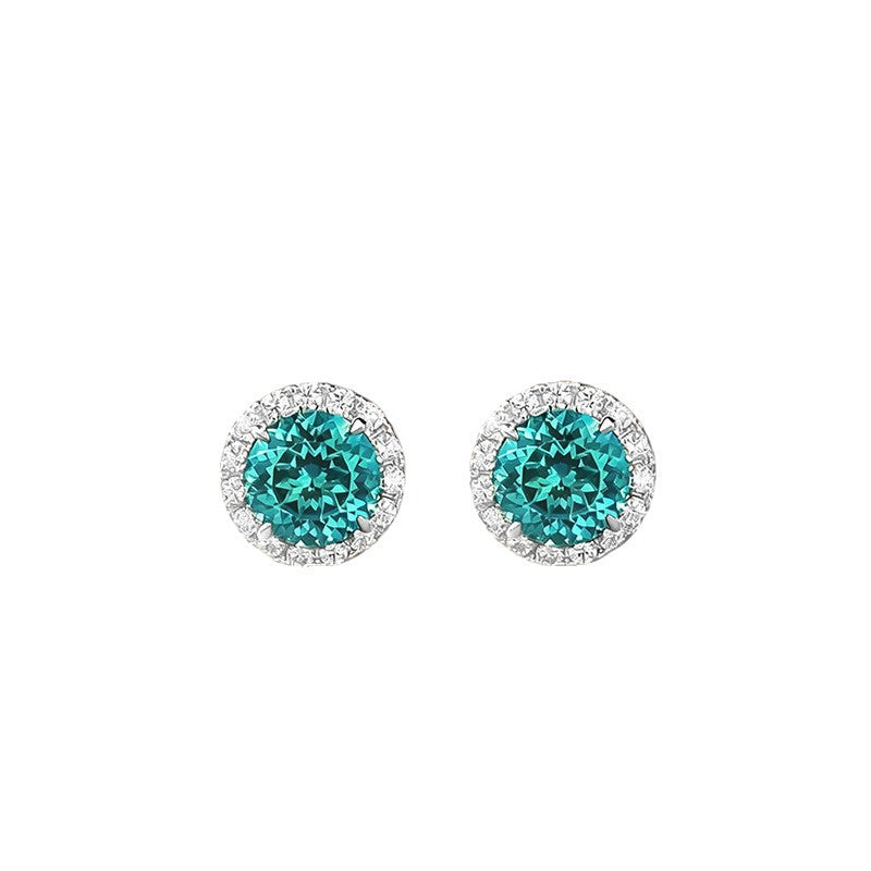 The Noelle Paraiba Blue Round Stud Earrings