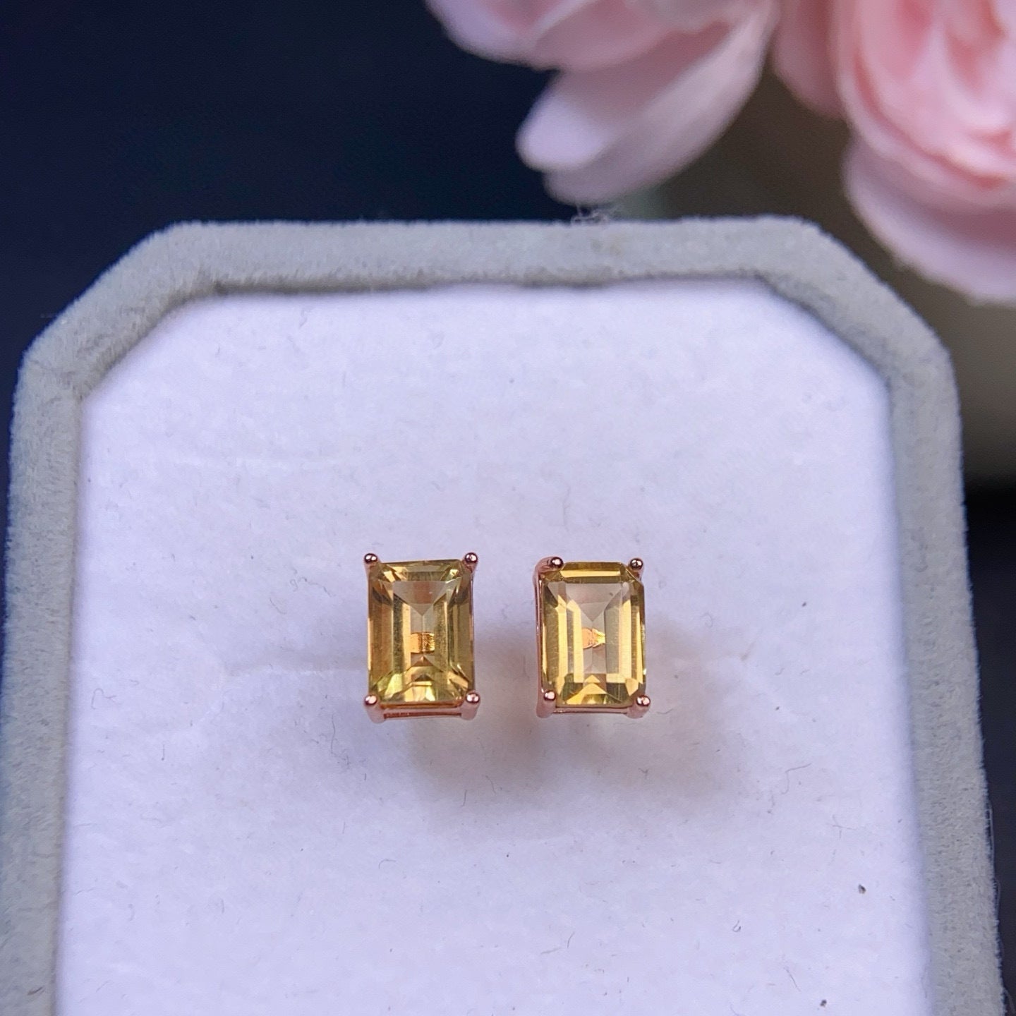 The Aurelia Natural Citrine Square Stud Earrings