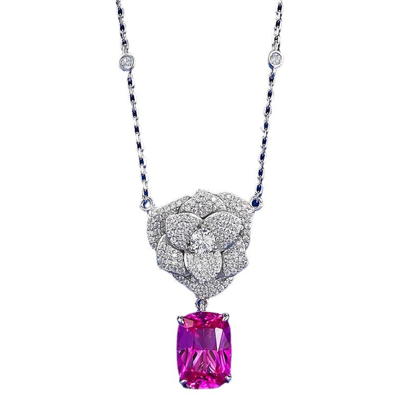 The Camellia Blush Halo Pendant Necklace