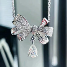 Load image into Gallery viewer, 满钻锆石蝴蝶结吊坠水滴简约气质百搭项链女锁骨链新款颈链精致