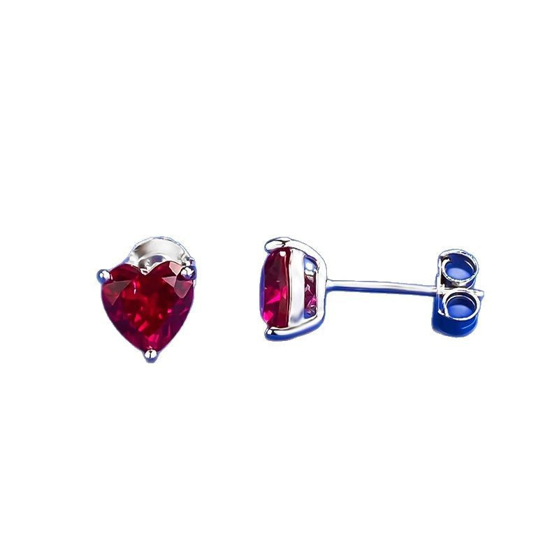 The Juliette Ruby Heart Stud Earrings