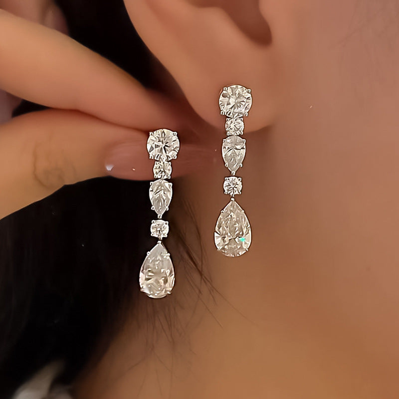 The Estelle Long Pear Drop Evening Earrings