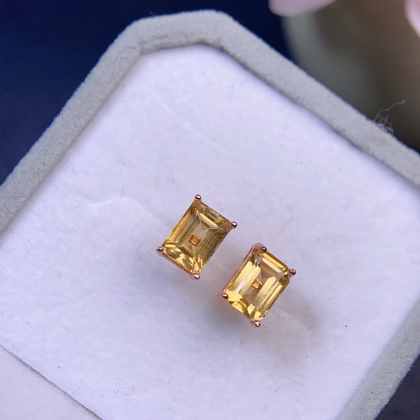 The Aurelia Natural Citrine Square Stud Earrings
