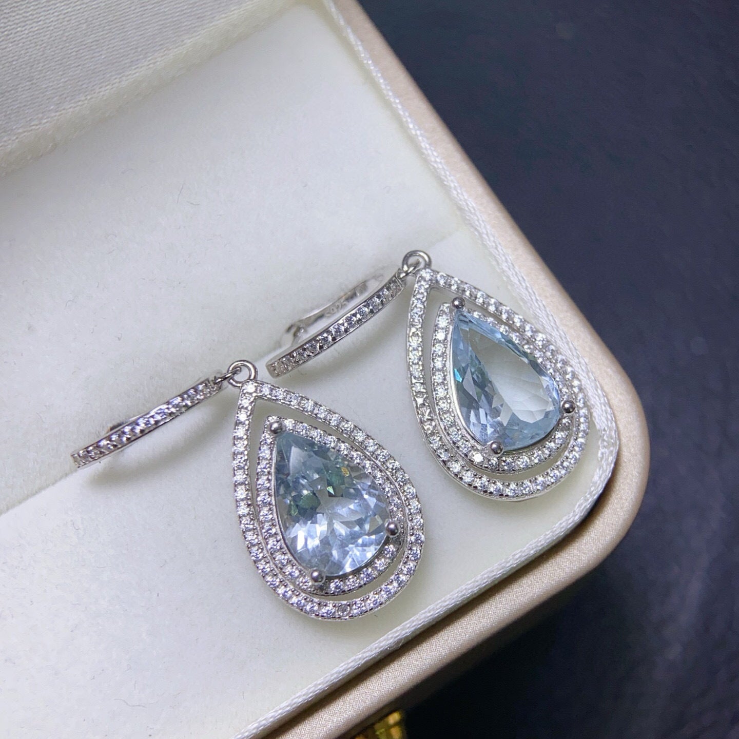 The Delphine Natural Aquamarine Drop Earrings