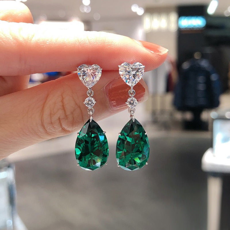 The Celeste Green Pear Drop Earrings