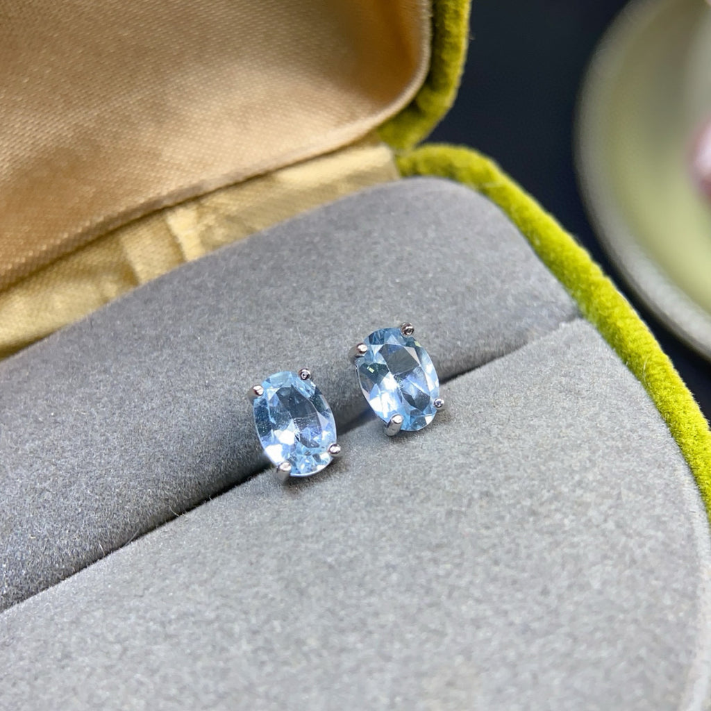 The Nerina Cultivated Aquamarine Oval Stud Earrings
