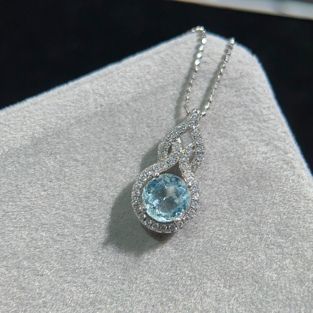 The Serena Natural Aquamarine Cushion Pendant