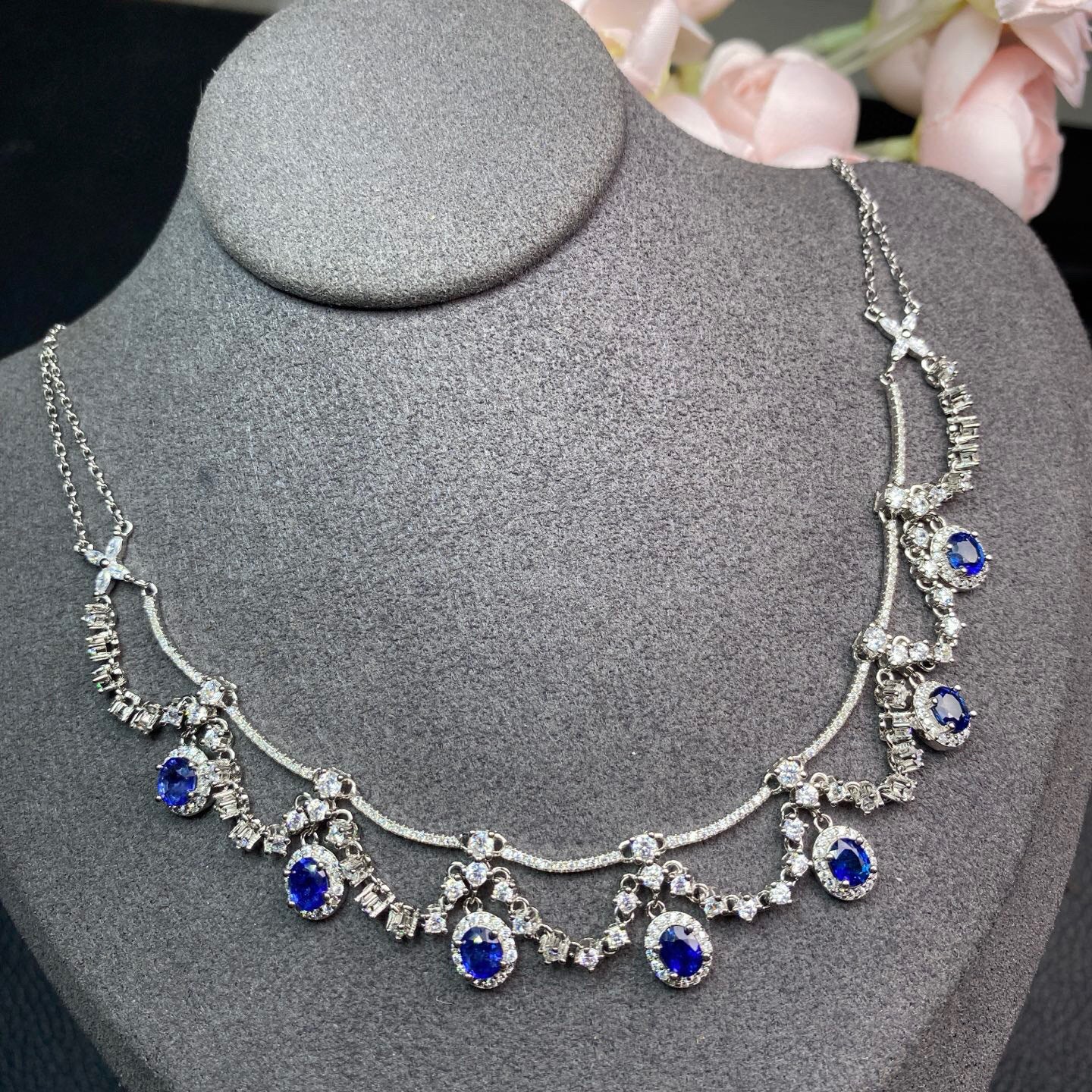 The Royale Natural Blue Sapphire Pendant Necklace
