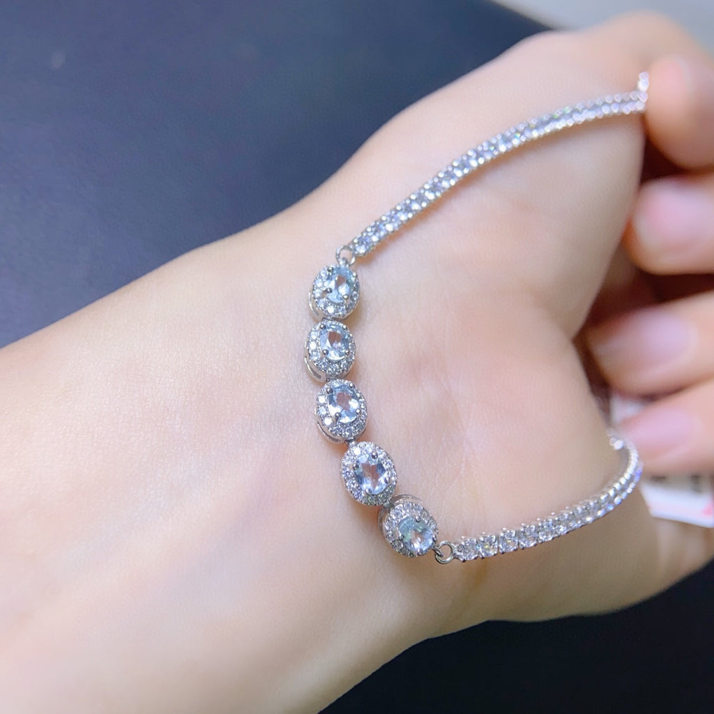 The Celeste Natural Aquamarine Tennis Bracelet