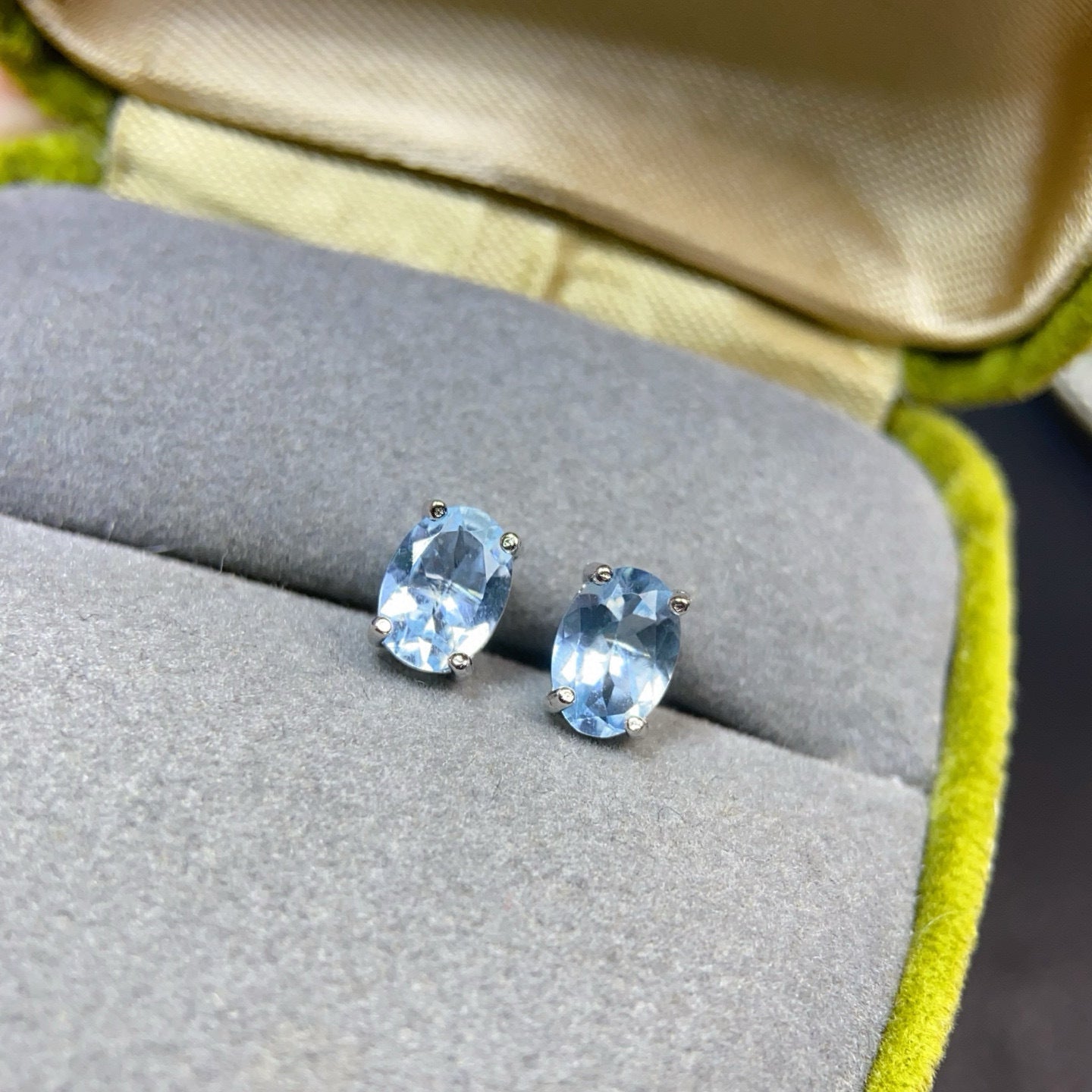 The Nerina Cultivated Aquamarine Oval Stud Earrings