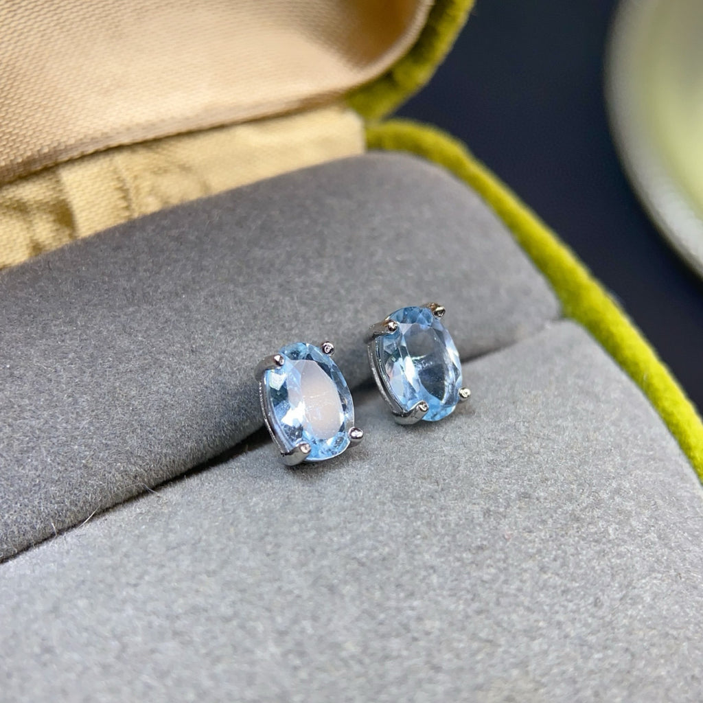 The Nerina Cultivated Aquamarine Oval Stud Earrings