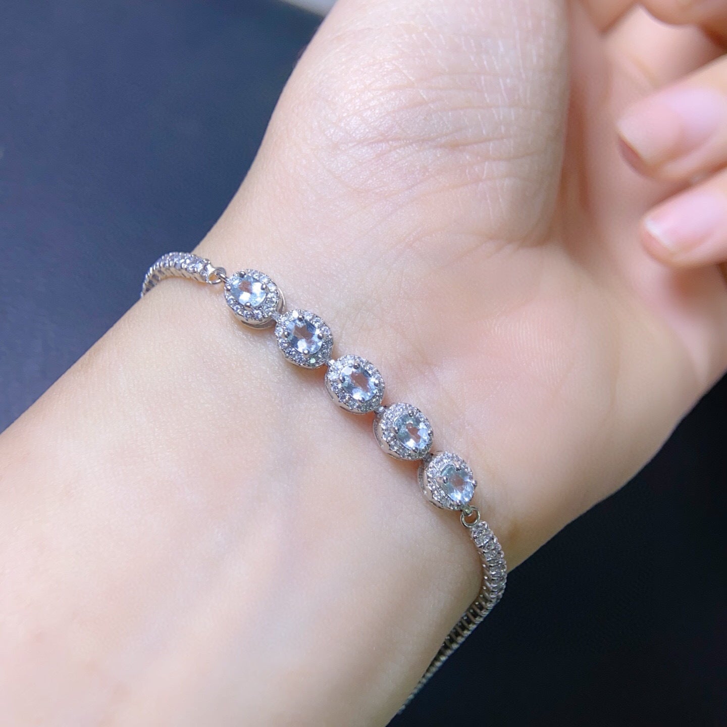 The Celeste Natural Aquamarine Tennis Bracelet