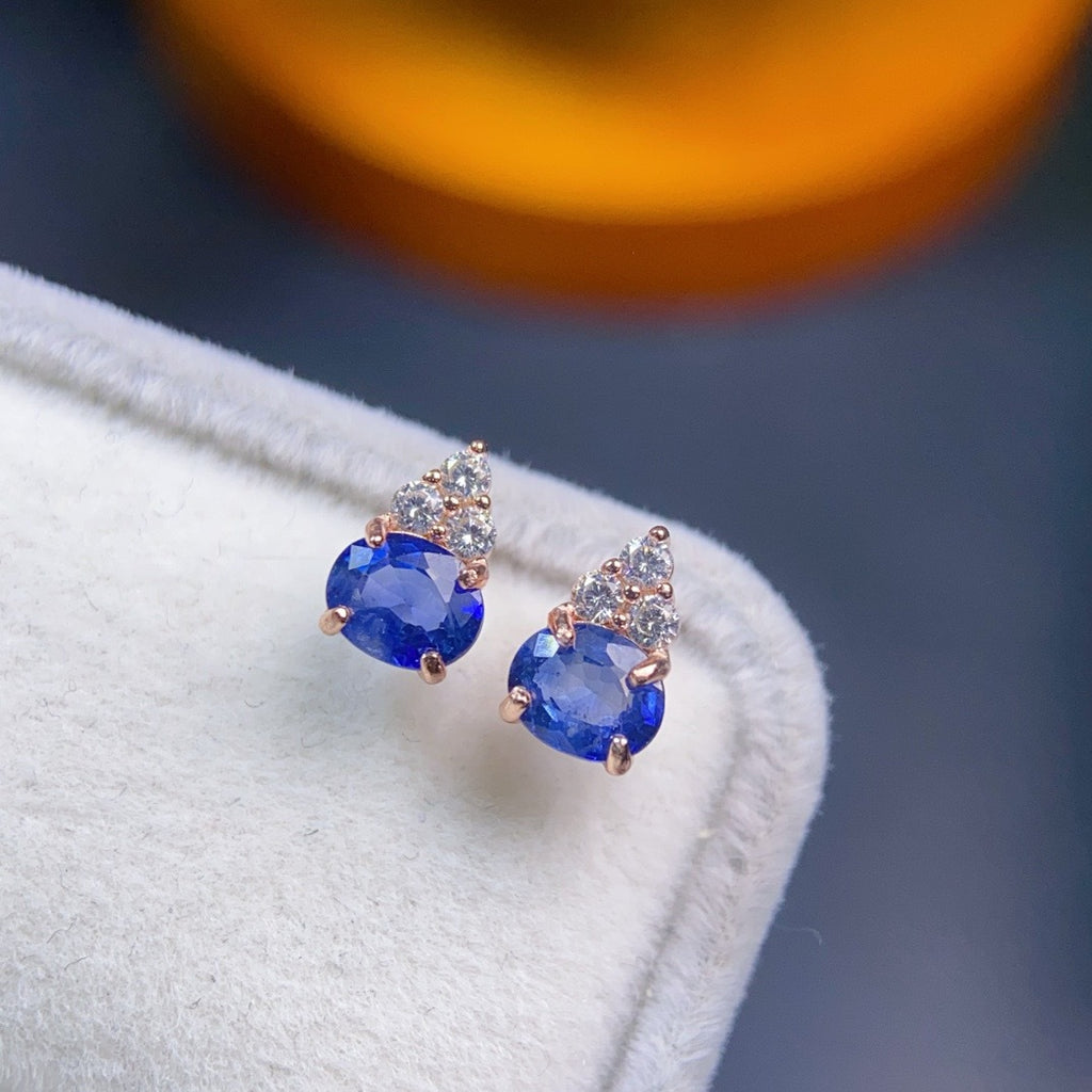 The Isla Natural Sapphire Oval Stud Earrings