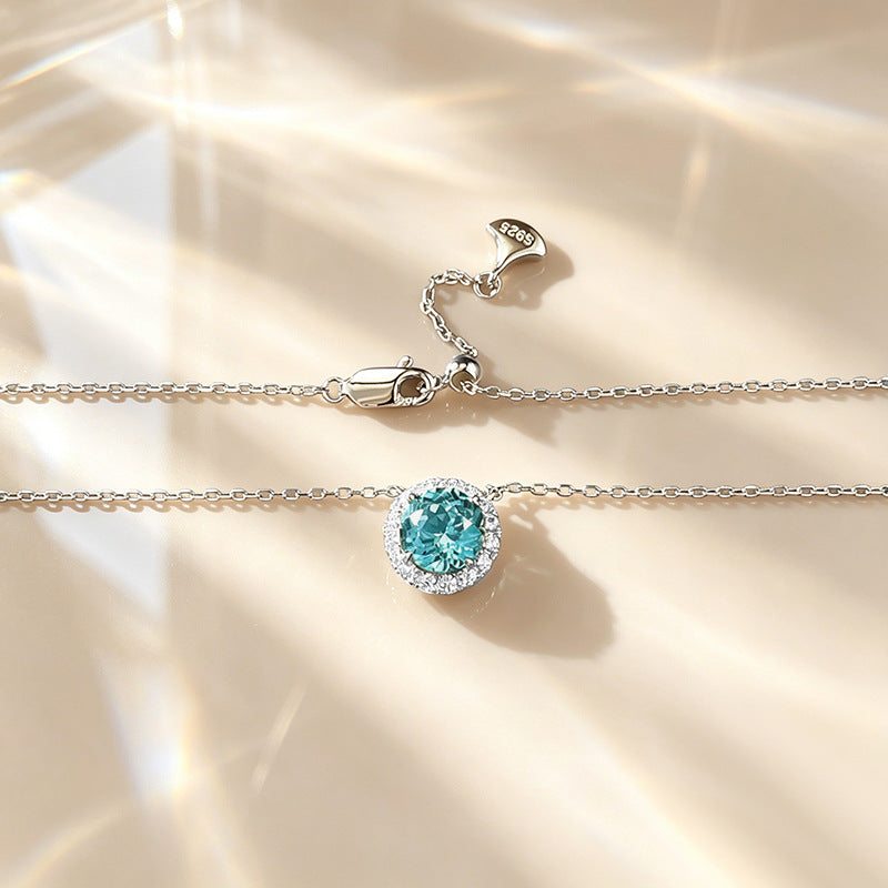The Celine Paraiba Blue Solitaire Necklace
