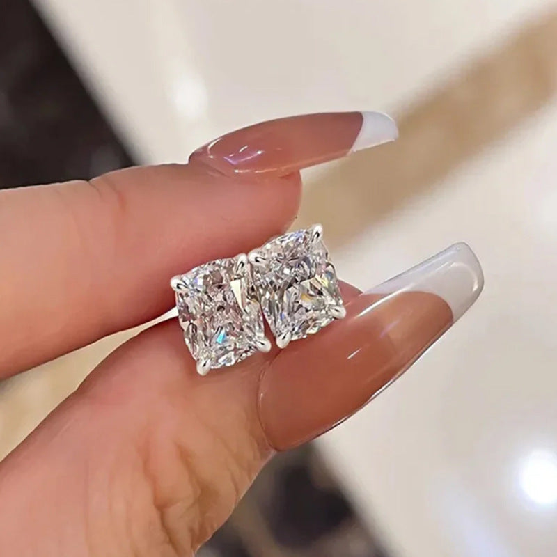 The Odette Cushion-Cut Crystal Stud Earrings