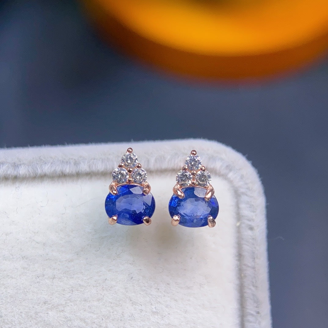 The Isla Natural Sapphire Oval Stud Earrings