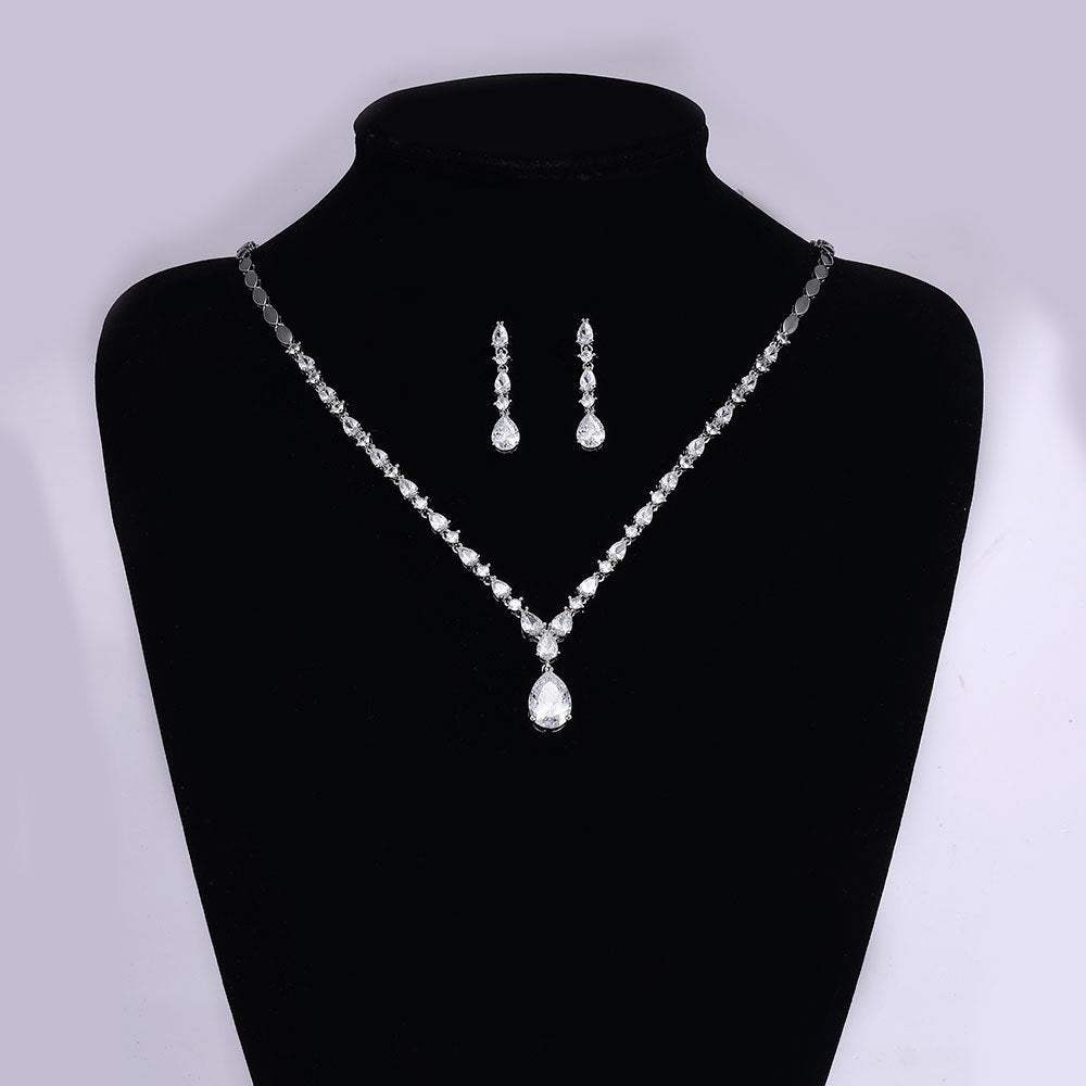The Elodie Pear-Drop Necklace & Earrings Set