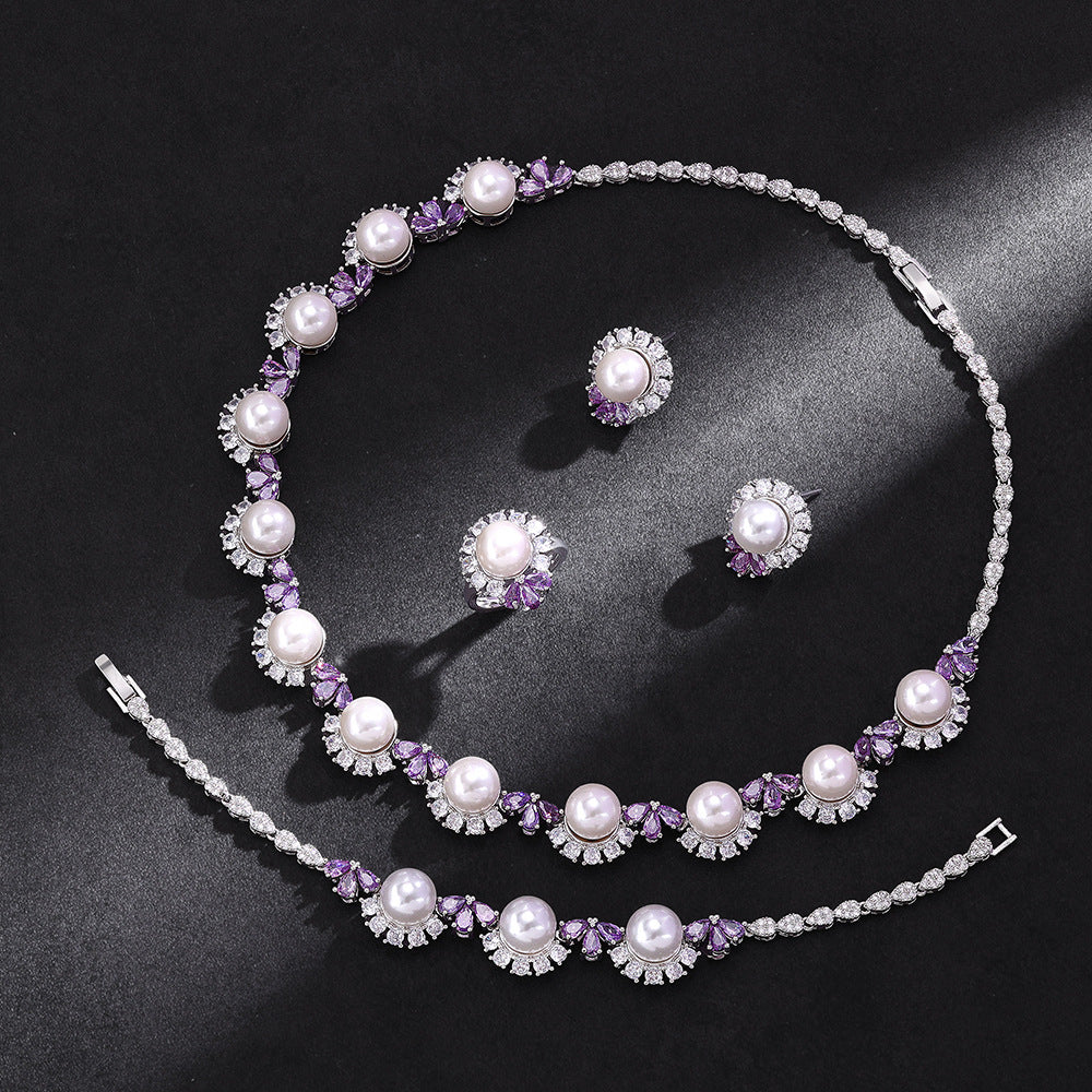 The Colette Pearl Flower Jewelry Set