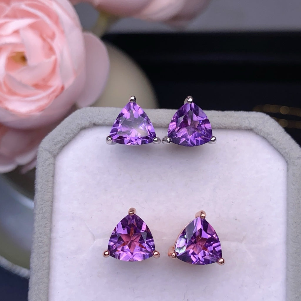 The Violette Natural Amethyst Round Stud Earrings