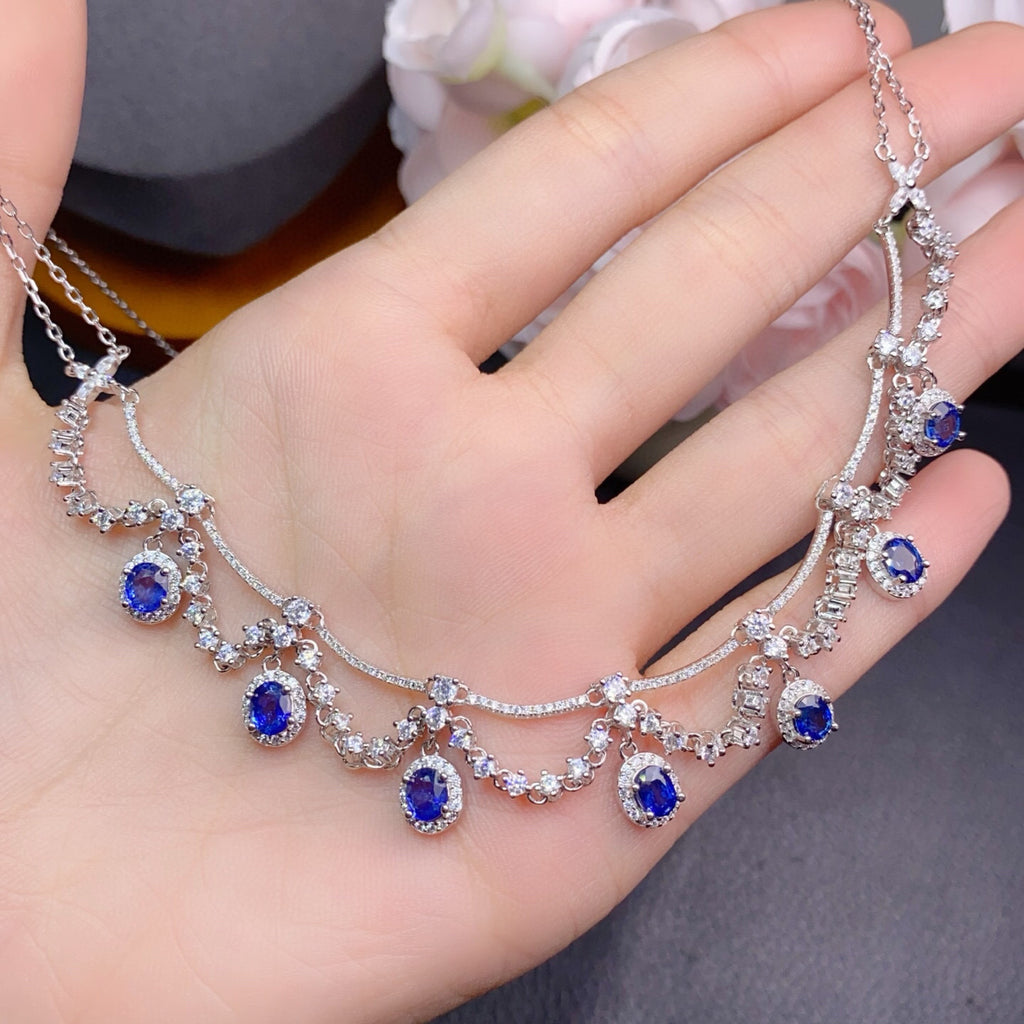 The Royale Natural Blue Sapphire Pendant Necklace