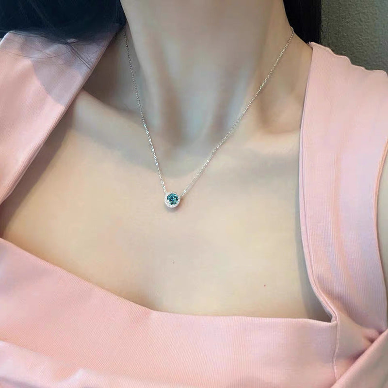 The Celine Paraiba Blue Solitaire Necklace