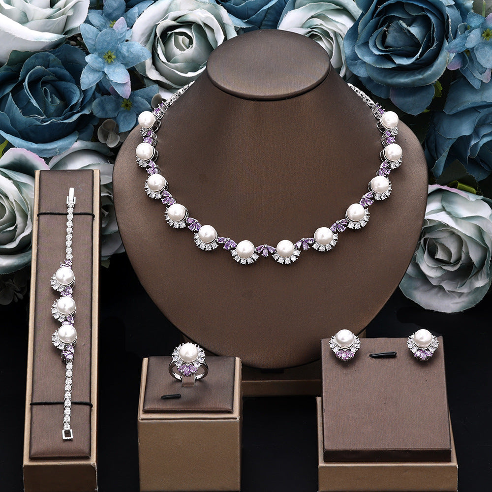 The Colette Pearl Flower Jewelry Set