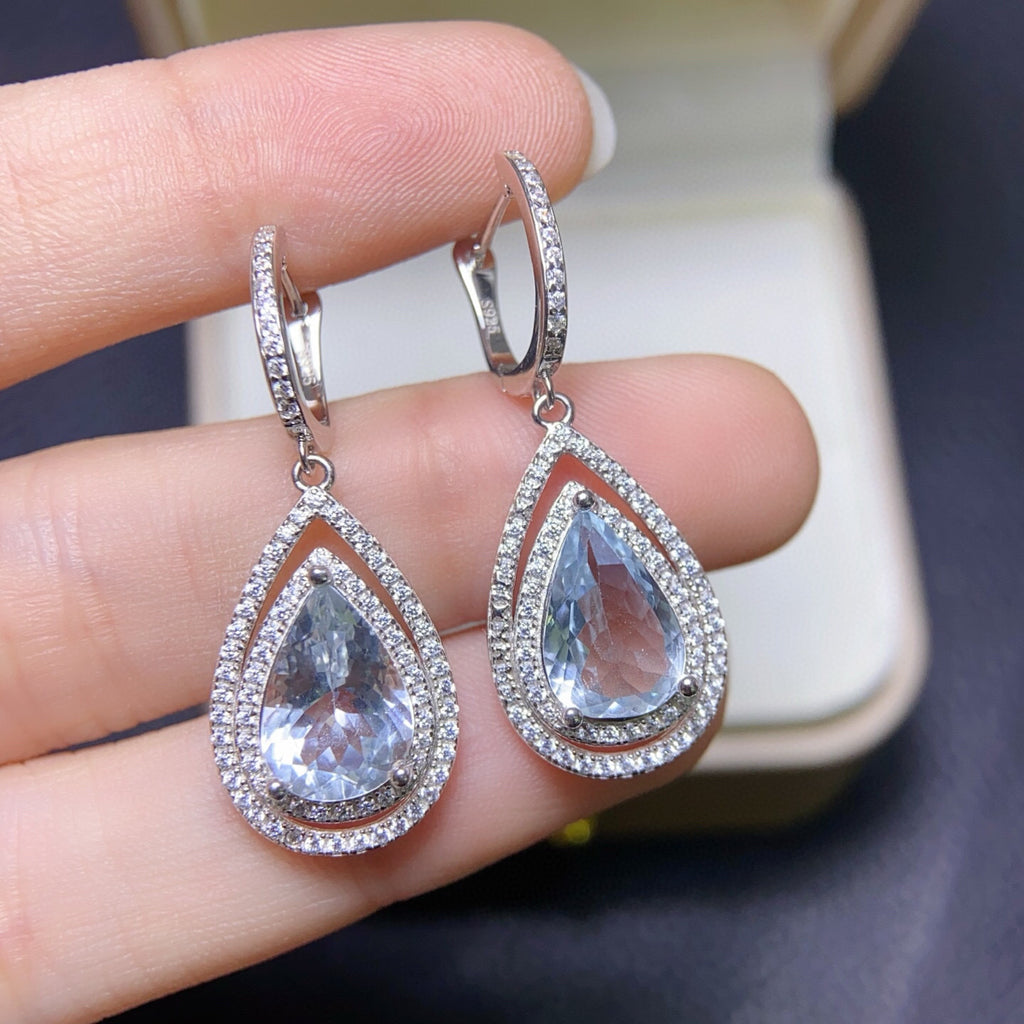 The Delphine Natural Aquamarine Drop Earrings