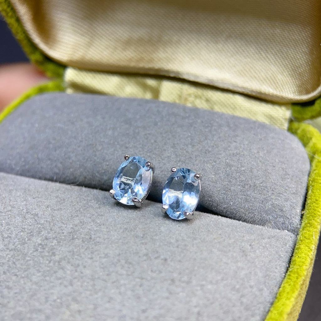 The Nerina Cultivated Aquamarine Oval Stud Earrings