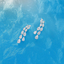 Load image into Gallery viewer, 双排梨形水滴钻流苏耳环925纯银 格家同款满钻流苏耳饰轻奢高级感