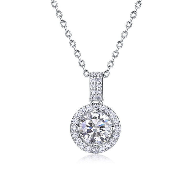 跨境专供一克拉培育钻气质项链女S925银满钻轻奢锁骨链送女友礼物