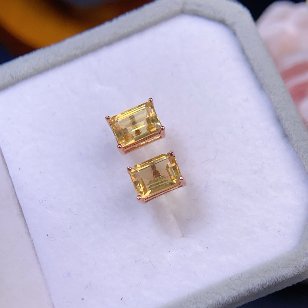The Aurelia Natural Citrine Square Stud Earrings