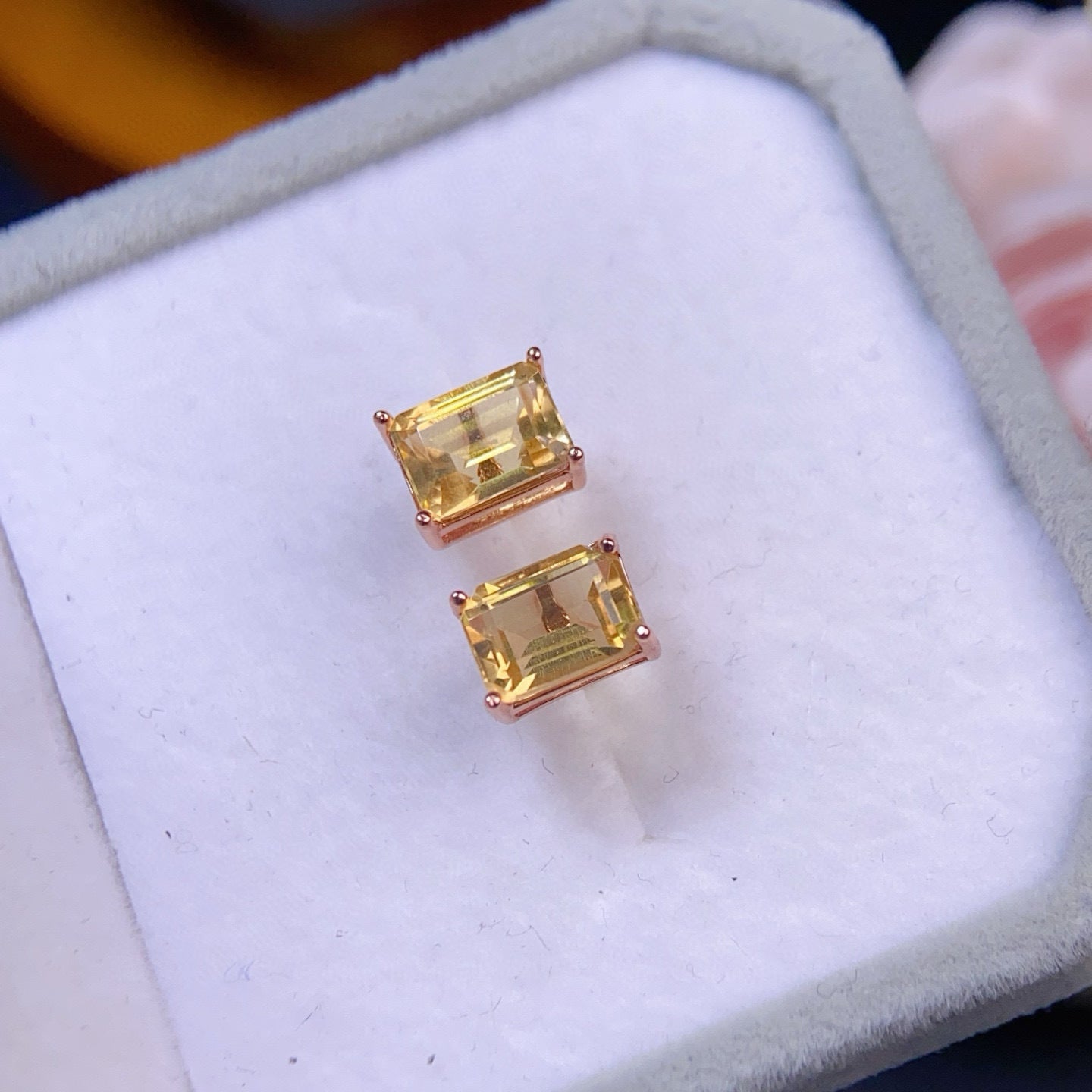 The Aurelia Natural Citrine Square Stud Earrings