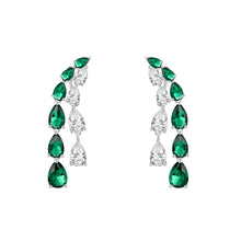 Load image into Gallery viewer, 双排梨形水滴钻流苏耳环925纯银 格家同款满钻流苏耳饰轻奢高级感