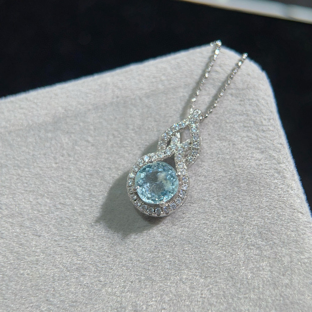 The Serena Natural Aquamarine Cushion Pendant