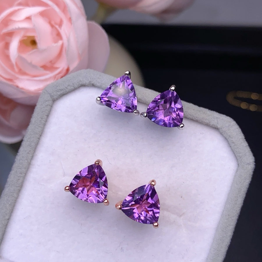 The Violette Natural Amethyst Round Stud Earrings