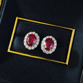 The Rosalie Ruby-Red Oval Stud Earrings